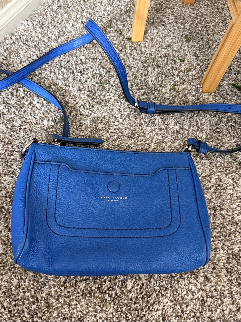 Marc Jacobs Empire City Cobalt Blue Pebbled Leather Crossbody Bag